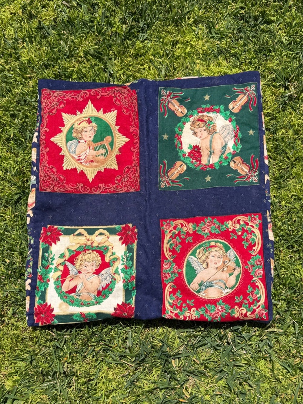VTG Concord Christmas Musical Angels Handmade Pillow Cover Festive Holiday 14x15